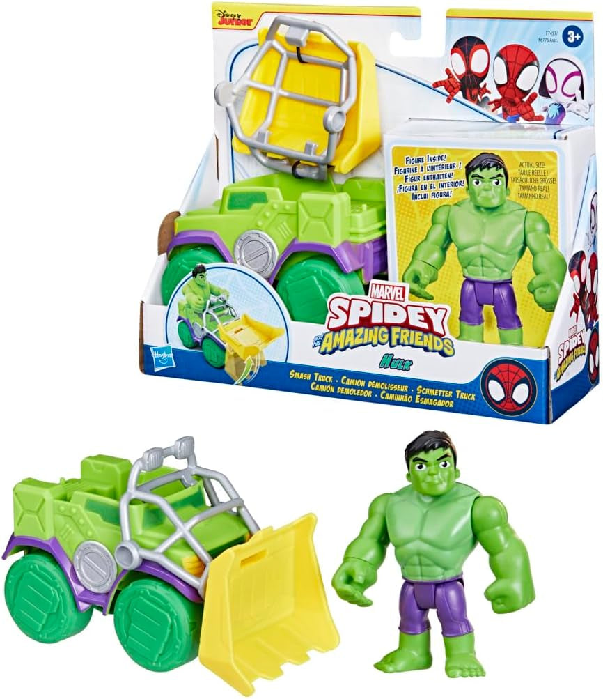 SPIDEY und SEINE FANTASTISCHEN FREUNDE Marvel Spidey Motorradfigur Spielzeug für Jungen und Mädchen ab 3 Jahren Actionfiguren Naty Shop Hulk Truck