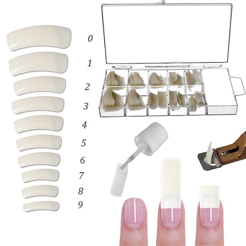 Sun Garden Nails einphasiges transparentes Gel 30 ml + Box mit 100 Spitzen + Kleber für Spitzen 7 ml
