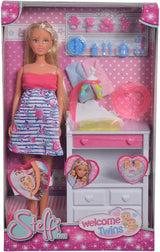 Simba 105733333 - Steffi Love Welcome Twins, Schwangere Puppe, Mit Zwillingen, Mit Wickeltisch und Badewanne, Zubehör, Anziehpuppe, 29 cm, Für Kinder ab 3 Jahren Dolls Naty Shop