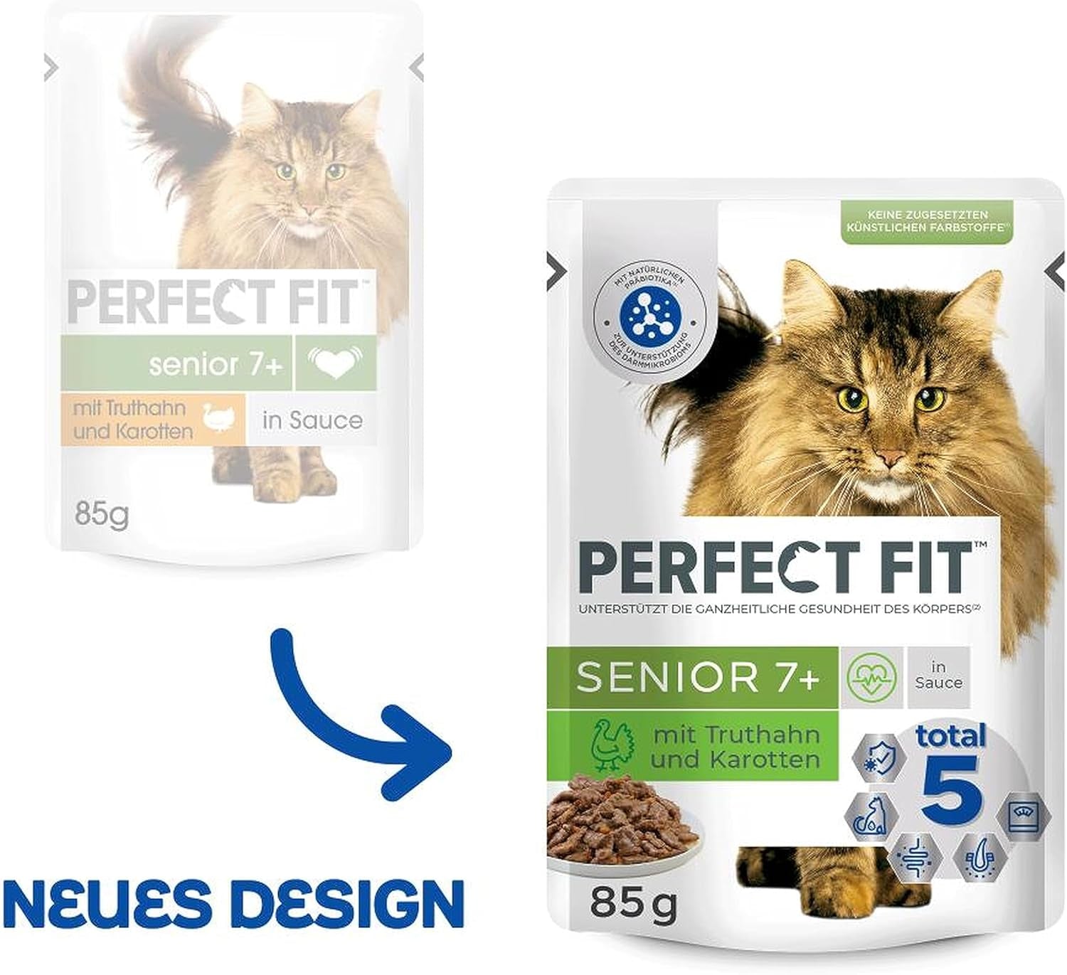 PERFECT FIT™ Senior Cat Portionsbeutel mit Truthahn und Karotten, 12 x 85 g