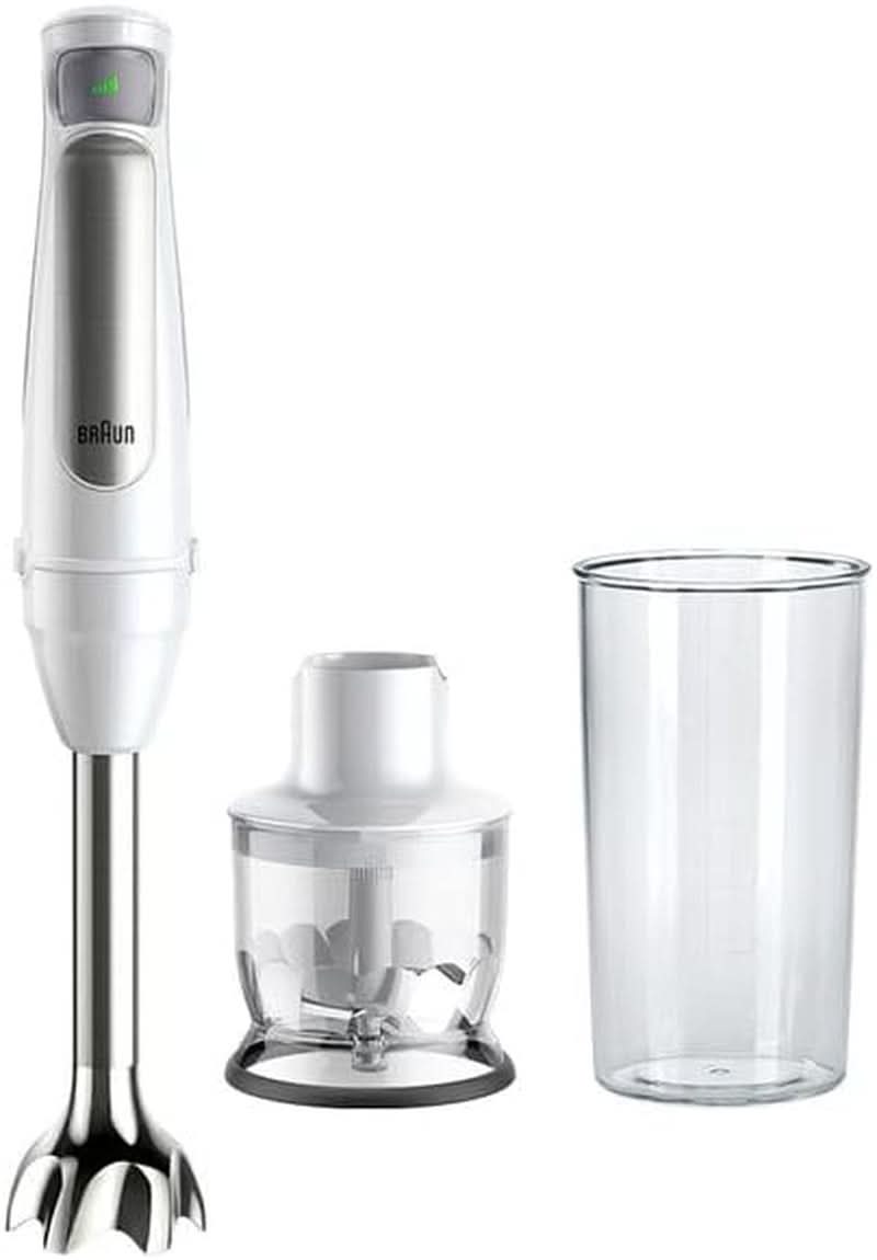 Braun Multiquick 7 MQ 7035X Stabmixer - Pürierstab Mit abnehmbarem Edelstahl Mixfuß Mit Activeblade Technologie Zum Pürieren Der Härtesten Ingredient, Inkl. 3-teiliges Zubehörset, 1000 Watt, Schwarz Kitchen Naty Shop Weiß Zerkleinerer (350G)
