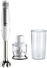 Braun Multiquick 7 MQ 7035X Stabmixer - Pürierstab Mit abnehmbarem Edelstahl Mixfuß Mit Activeblade Technologie Zum Pürieren Der Härtesten Ingredient, Inkl. 3-teiliges Zubehörset, 1000 Watt, Schwarz Kitchen Naty Shop Weiß Zerkleinerer (350G)