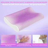 HOMCOM Memory Foam-Kissen, Nackenstützkissen mit abnehmbarem Bezug, 2 Höhen, ergonomisches 2S reaktionsfähiges Nackenkissen für verschiedene Schlafpositionen, 60 x 40 cm, Cremeweiß