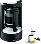 Krups T8 Filter-Espressomaschine, 850 Watt, automatische Abschaltung, 8–12 Tassen, 1 l Fassungsvermögen, Permanentfilter, beleuchteter Ein-/Ausschalter, einfach zu bedienen, Schwarz, KM4689