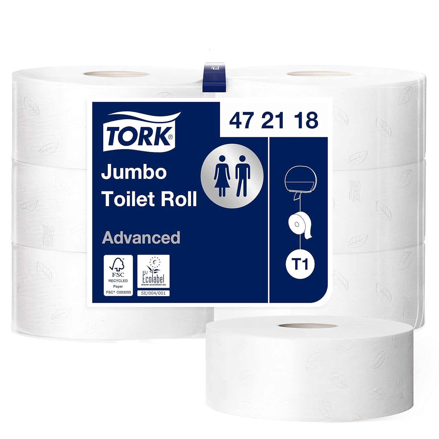 Toilettenpapier Tork Jumbo White T1, Advanced, 2 Schichten, 6 × 380 M, 472118