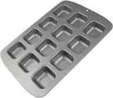 CSB106 Quadratische Antihaftbeschichtete Backform Mit 12 Minilöchern Aus Karbonstahl, Edelstahl, Silber, 37,3 x 26,1 x 3,1 cm Formen und Tabletts zum Backen Naty Shop