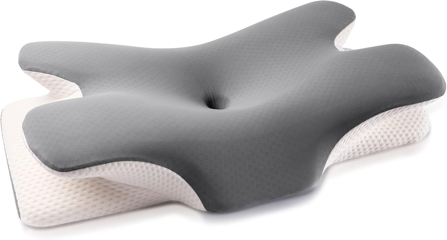 MULISOFT Memory Foam-Kissen, bequemes Kopfkissen, Nackenstützkissen, ergonomisches Seitenschläferkissen (grau). Orthopädische Halskissen von Naty Shop, Grau
