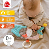 Fehn Soft-Bilderbuch Bruno – Softbuch für Babys aus Stoff mit Tiermotiven – Spielzeugbuch aus Stoff zum Aufhängen für Kinderwagen und Autositze – Buch mit Böllern für Babys und Kinder ab 0+ Monaten Babyspielzeug Naty Shop
