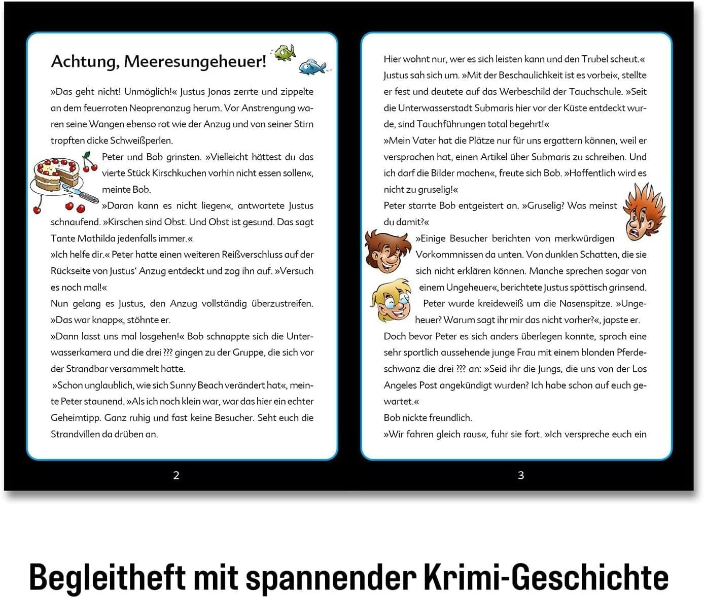 Die Drei ??? Kinder – Krimi-Puzzle – Achtung, Seeungeheuer von KOSMOS 680664, 150 Teile, leuchtet im Dunkeln, Lesen, Rätsel, Rätsel lösen, Detektivrätsel für Kinder ab 7 Jahren. Puzzle Naty Shop