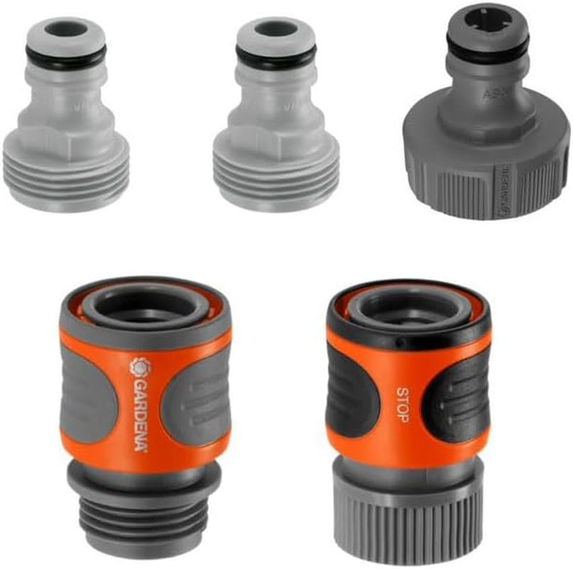 GARDENA 5-teilige Schnellanschluss-Schlauchanschlüsse 18270-81: Schnellanschluss-Set für Gartenschläuche mit 5/8"- oder 1/2"-Anschlüssen: Zum schnellen Anschluss von Gartenschläuchen und Sprinklern