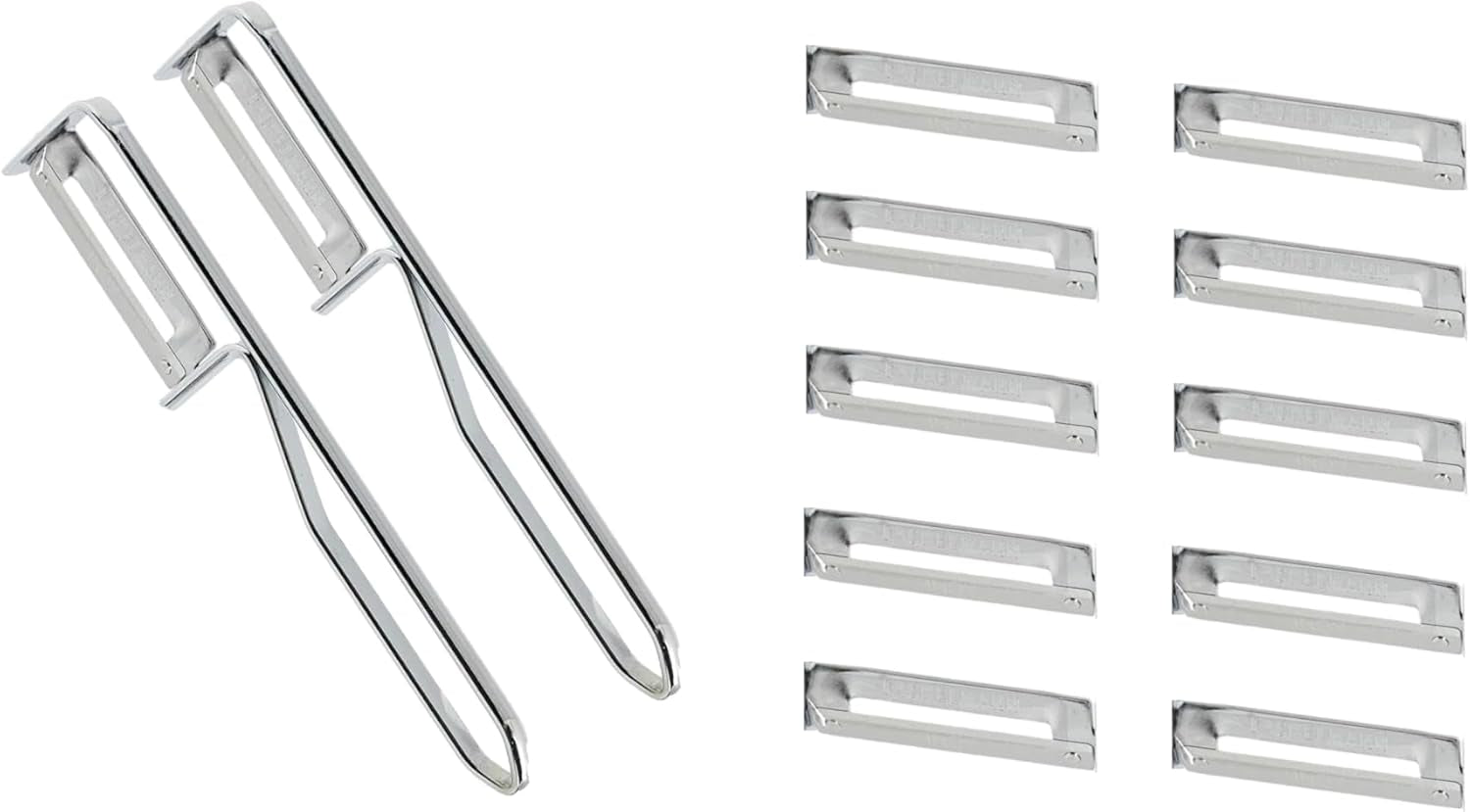 Fackelmann Universalschäler, Edelstahlklingenschäler Naty Shop Sparschäler-Set 2-teilig (inkl. 10 Ersatzklingen)