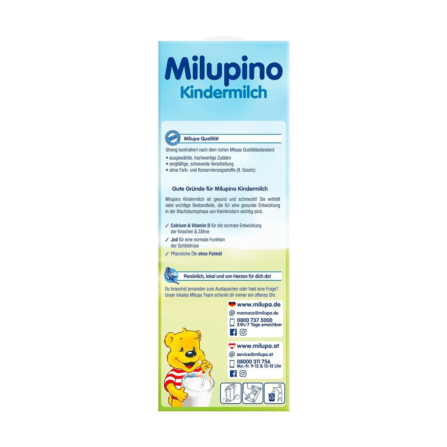 Milupa Milupino Trinkfertige Wachstumsmilch (6x1L), ab 1 Jahr, für Kleinkinder in der Wachstumsphase