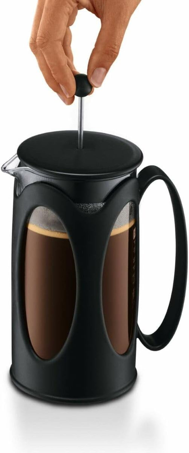 Bodum Kenya Kaffeemaschine – 1 l / 8 Tassen – manuelle French Press aus Borosilikatglas und Edelstahl – spülmaschinenfest – hergestellt in Portugal