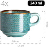 Prospero Premium-Kaffeeset für 4 Personen, Restaurantqualität, 12-teiliges modernes Kaffeeservice im einzigartigen Vintage-Stil, langlebiges Porzellan, Blau