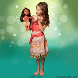 Disney Princess Moana, 35 cm große Puppe, reflektierende Glitzeraugen, bewegliche Gelenke, abnehmbares Outfit, Blumenclip, langes Haar, für Mädchen ab 3 Jahren