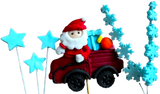 Set mit 6 essbaren Dekorationen aus Zuckerpaste, Weihnachten, Weihnachtsmannauto, Sternen und Schneeflocken. Dekorationen aus Zuckerpaste Naty Shop