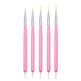 Nagelkunst-Pinsel, 5 Stück, Nailart-Pinsel, Punktierstift-Werkzeuge, Malkunst-Design-Pinsel-Set Für Lange Linien, Dünne Details, Feine Zeichnungsgrößen 7/9/11/15/22 Mm, Schwarz