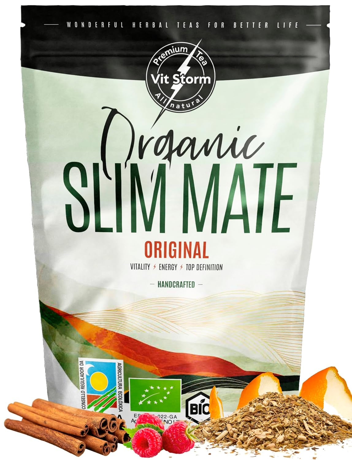 VITSTORM® Slim Tea Kardamom – BIO Yerba Mate Tee – Entgiftungs- und Diuretika-Tee – 100 g