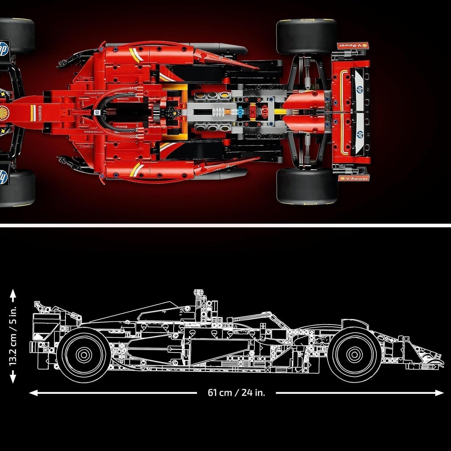 LEGO Technic Ferrari SF-24 F1 Rennwagen – Modellauto für Erwachsene – Formel-1-Sammelset – V6-Motor, Getriebe, Lenkung und DRS im Maßstab 1:8 – Geschenk für Fans von Motorsport und Rennwagen 42207 Bausätze Beuche den LEGO-Store