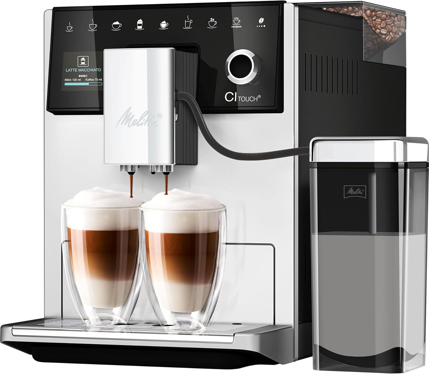Melitta CI Touch – Espressovollautomat mit Milchsystem, Espressomaschine mit integrierter Kaffeemühle und Milchaufschäumer, z.B. für Espresso oder Cappuccino, silber