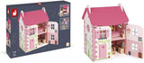 Janod - Mademoiselle Puppenhaus aus Holz, 3 Etagen und 11 Zubehörteile, Spielzeugnachbildung, fördert die Fantasie, ab 3 Jahren, J06581, Pink Naty Shop Dollhouses