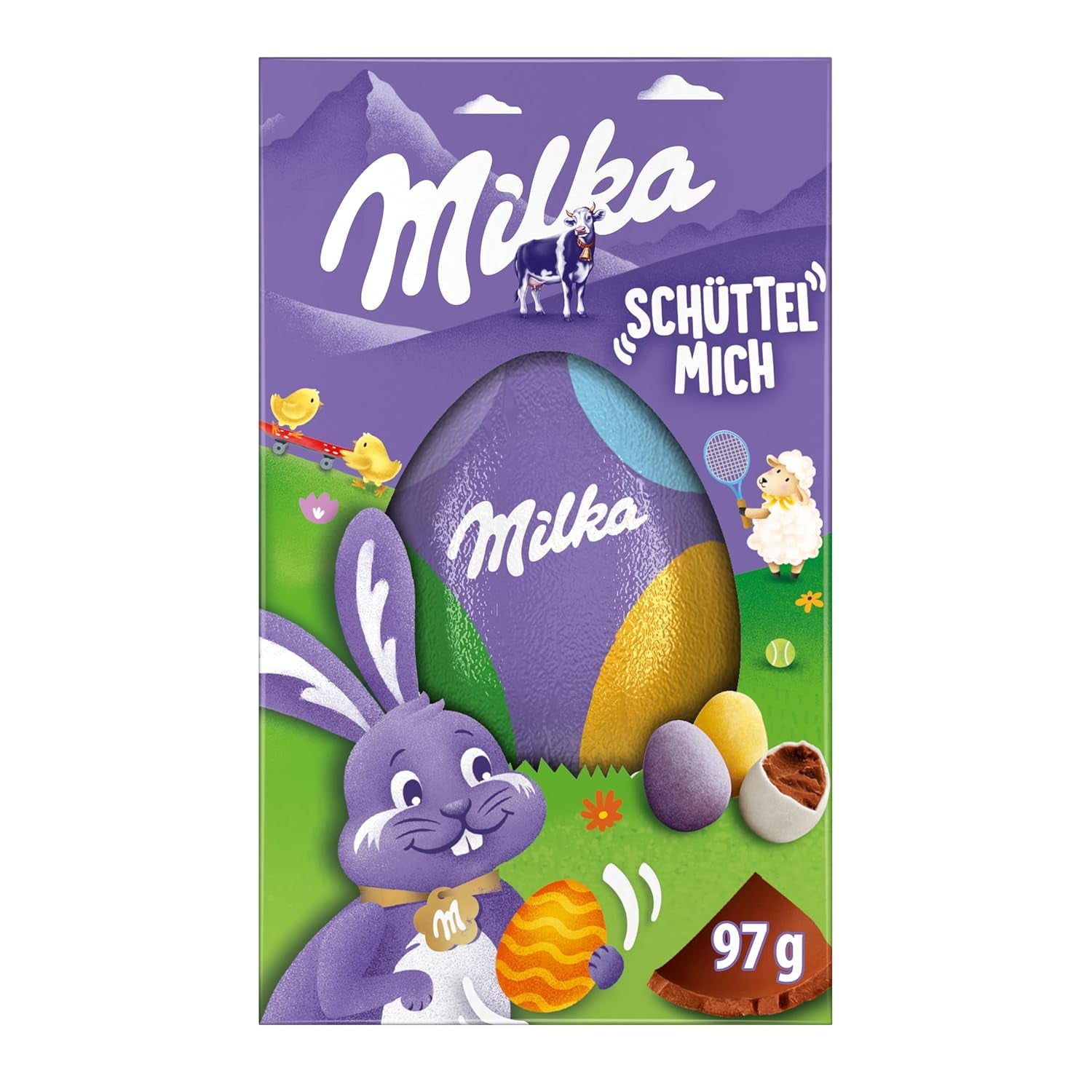 Milkshake Me Egg – Schokoladenei gefüllt mit Mini-Bunteiern aus Alpenmilchschokolade – 97g