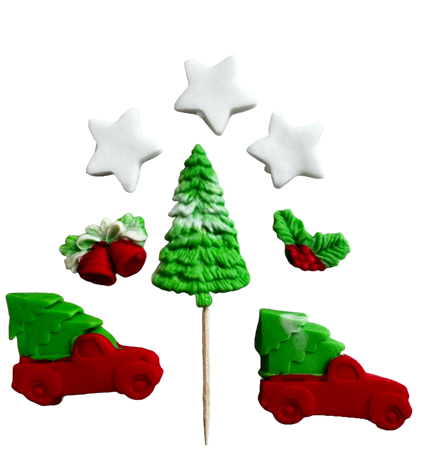 Set mit 8 essbaren Dekorationen aus Zuckerpaste, Winterferien-Dekorationen aus Zuckerpaste, Naty Shop
