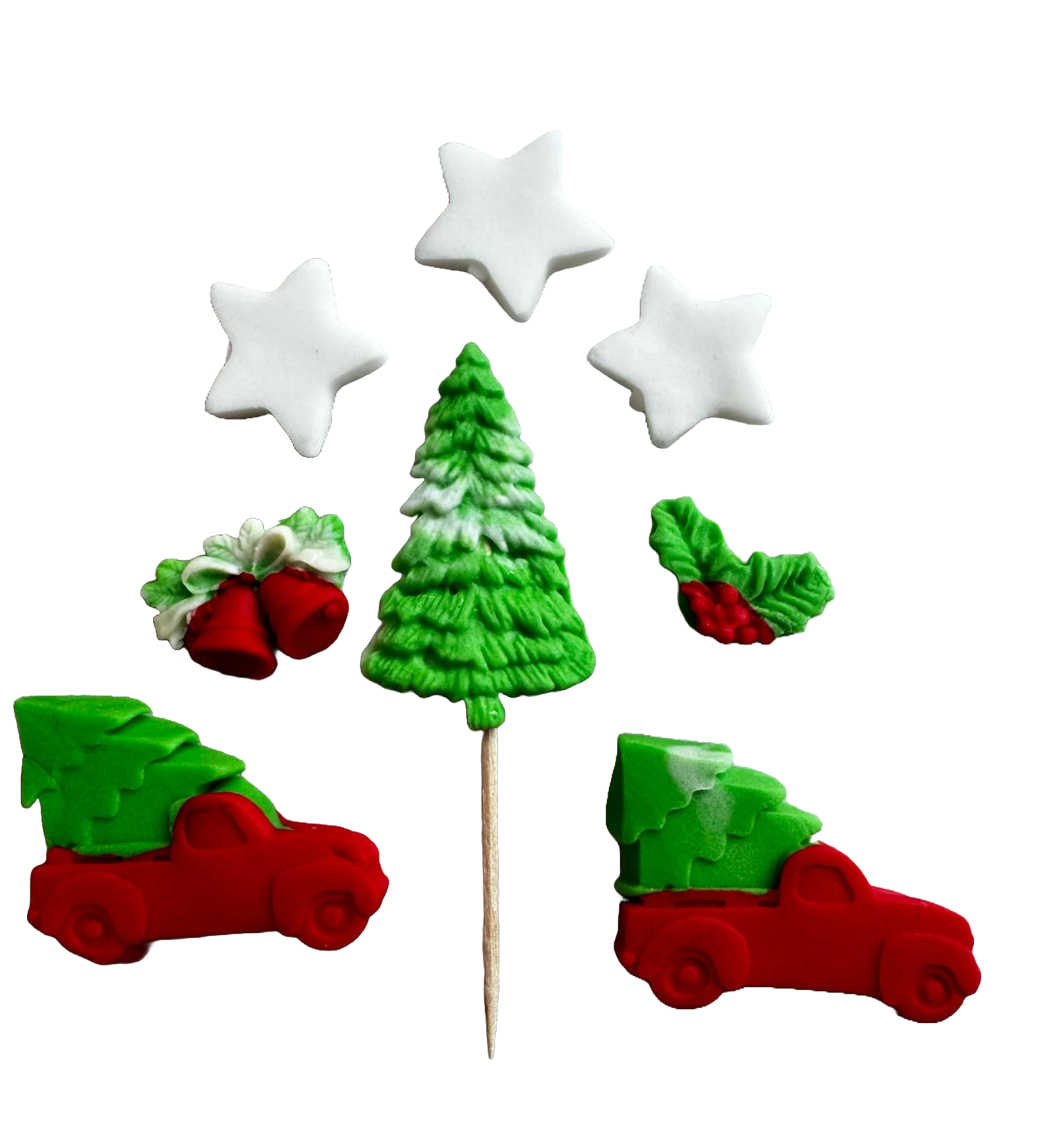 Set mit 8 essbaren Dekorationen aus Zuckerpaste, Winterferien-Dekorationen aus Zuckerpaste, Naty Shop