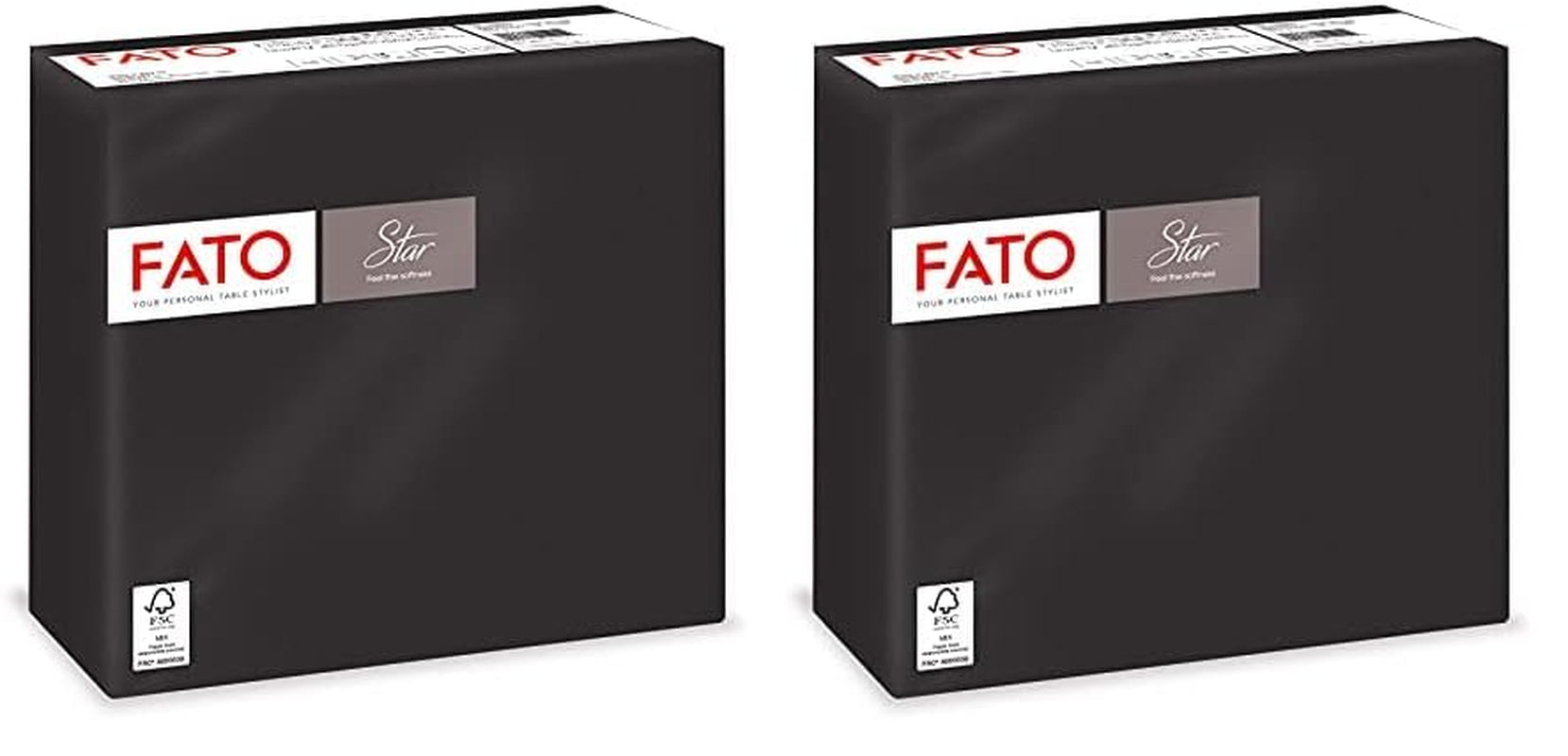 Weichheit und Weichheit, Einweg-Papiertücher, 40 Stück, Taschentücher, Größe 38 x 38, gefaltet, 4, 2-lagig, schwarze Farbe, 100 % reines Zellulosepapier, FSC-zertifiziert (2 Stück)