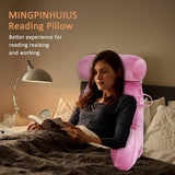 XL-Lesekissen für Bett und Sofa mit abnehmbarer Nackenrolle, ideales Rückenkissen für Erwachsene mit Memory-Schaum für bequemes Lesen, Arbeiten, Spielen, Fernsehen, Entspannen (Pink)