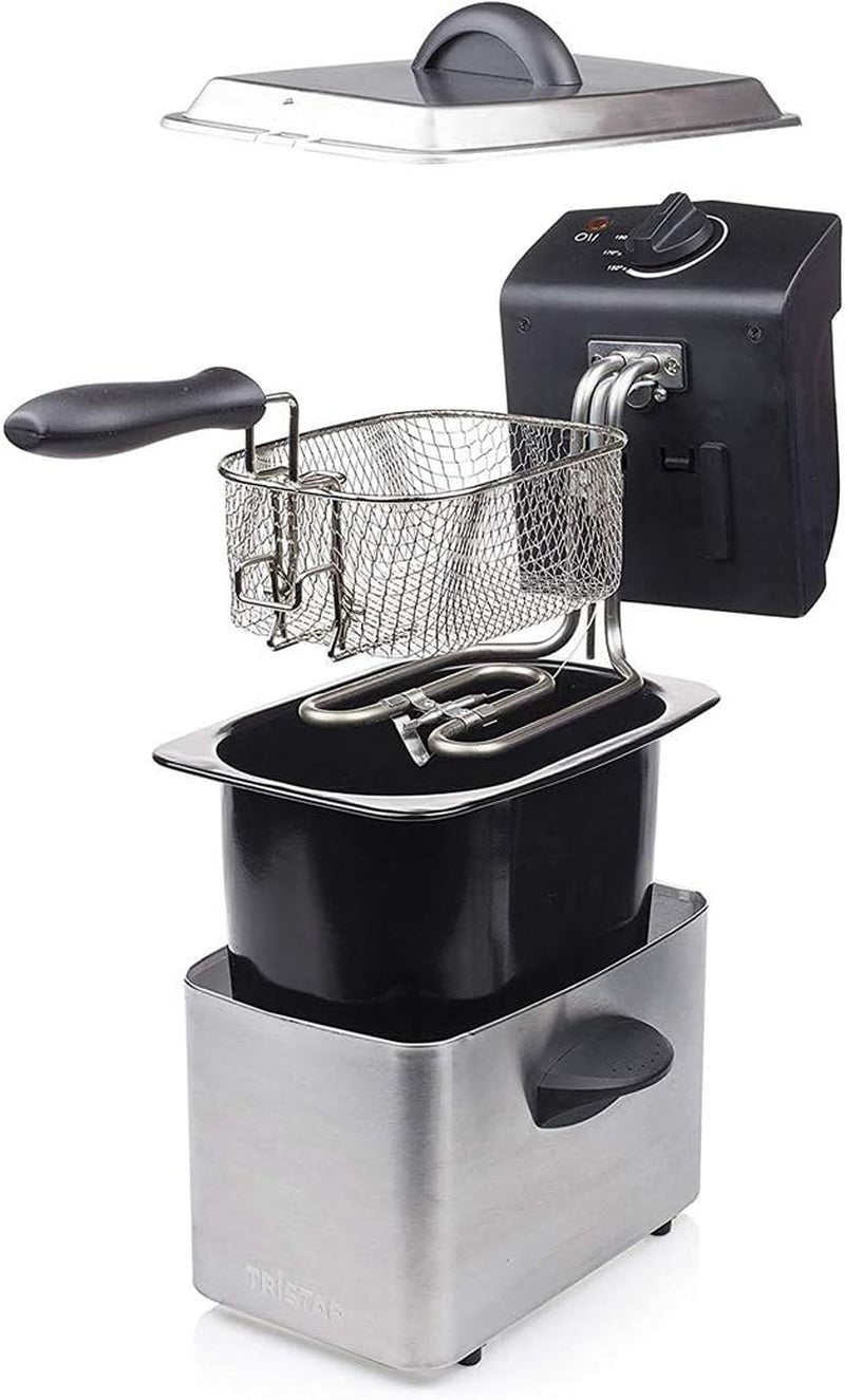 Tristar-Edelstahlfritteuse – mit 2 Liter Fassungsvermögen, Kaltzonenfunktion und einstellbarem Thermostat bis 190 °C, FR-6919, Silber Appliances Naty Shop