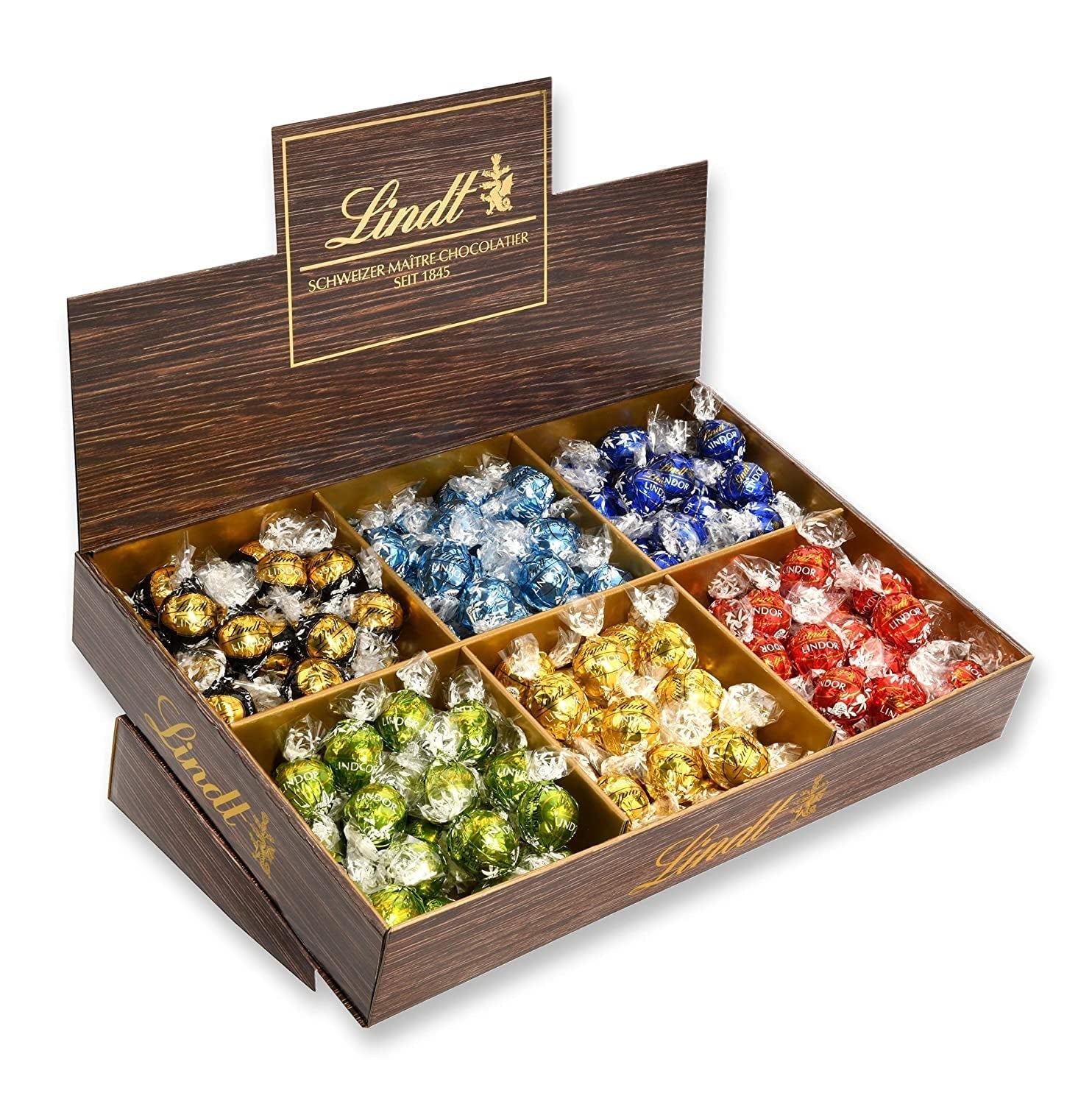 Lindor Chocolate Top Präsentation | 1718 g und Schokoriegel mit Marzipan | 25 Riegel x 50g im Thekendisplay | 1250 g | Reines Marzipan umhüllt von dunkler Schokolade | Schokoriegel