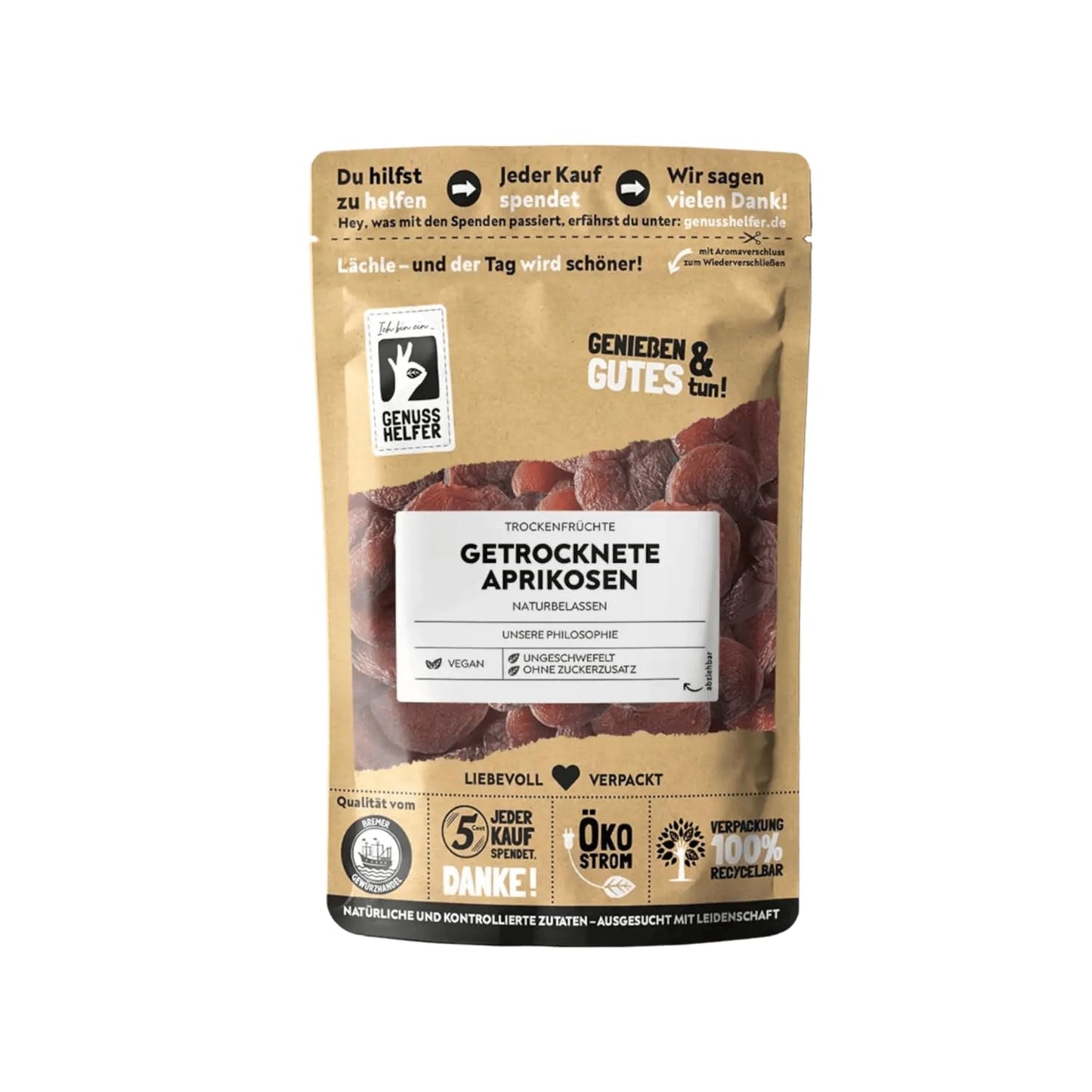 Bremer Gewürzhandel getrocknete Aprikosen, Trockenfrüchte ohne Zuckerzusatz und ungeschwefelt, 1kg Trockenprodukte Naty Shop 250 G