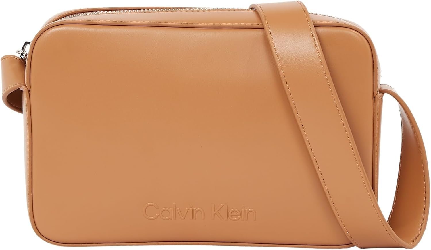 Calvin Klein Umhängetasche Kameratasche mit geprägtem Logo und Reißverschluss Damentaschen Naty Shop Braun (Leo)