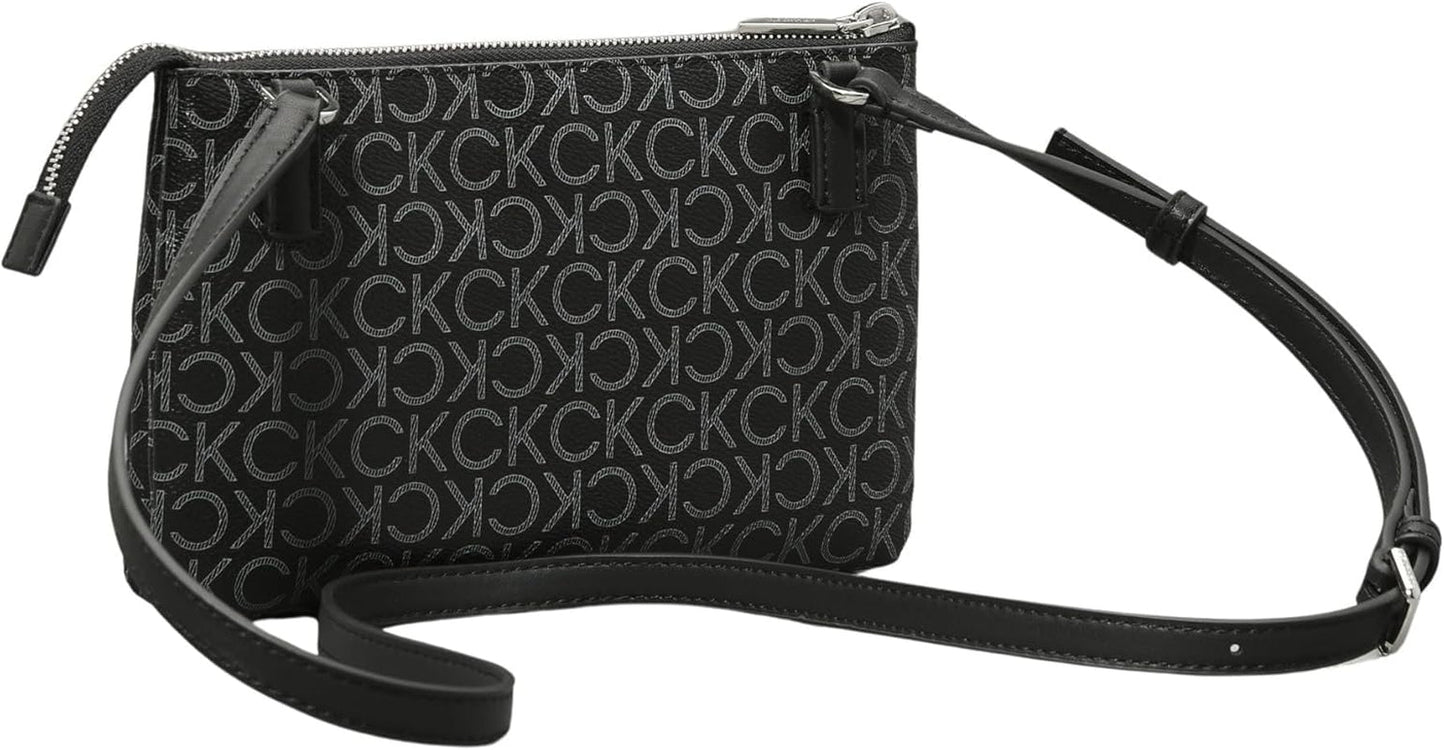 Calvin Klein Damen Umhängetasche Ck Must Klein, Schwarz (Black Mono), Natürliche Größe Damentaschen Naty Shop