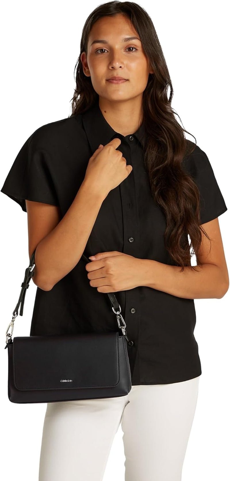 Calvin Klein Damen-Schultertasche Must Convertible mit abnehmbarem Riemen, Schwarz (Ck Black), Einheitsgröße Genti Femei Naty Shop