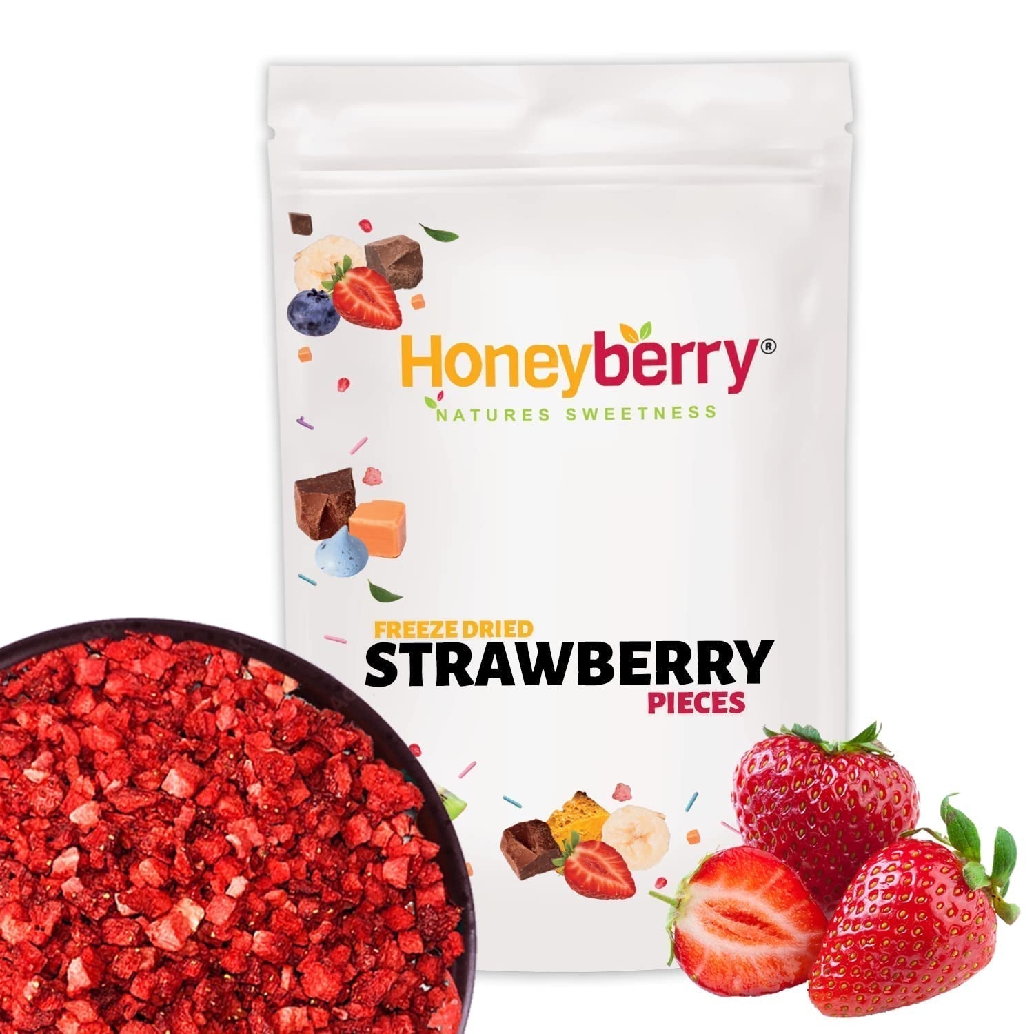 Gefriergetrocknete Erdbeeren, Stücke 100 g – Gefriergetrocknete Erdbeeren, dehydrierte Produkte Naty Shop 100 g