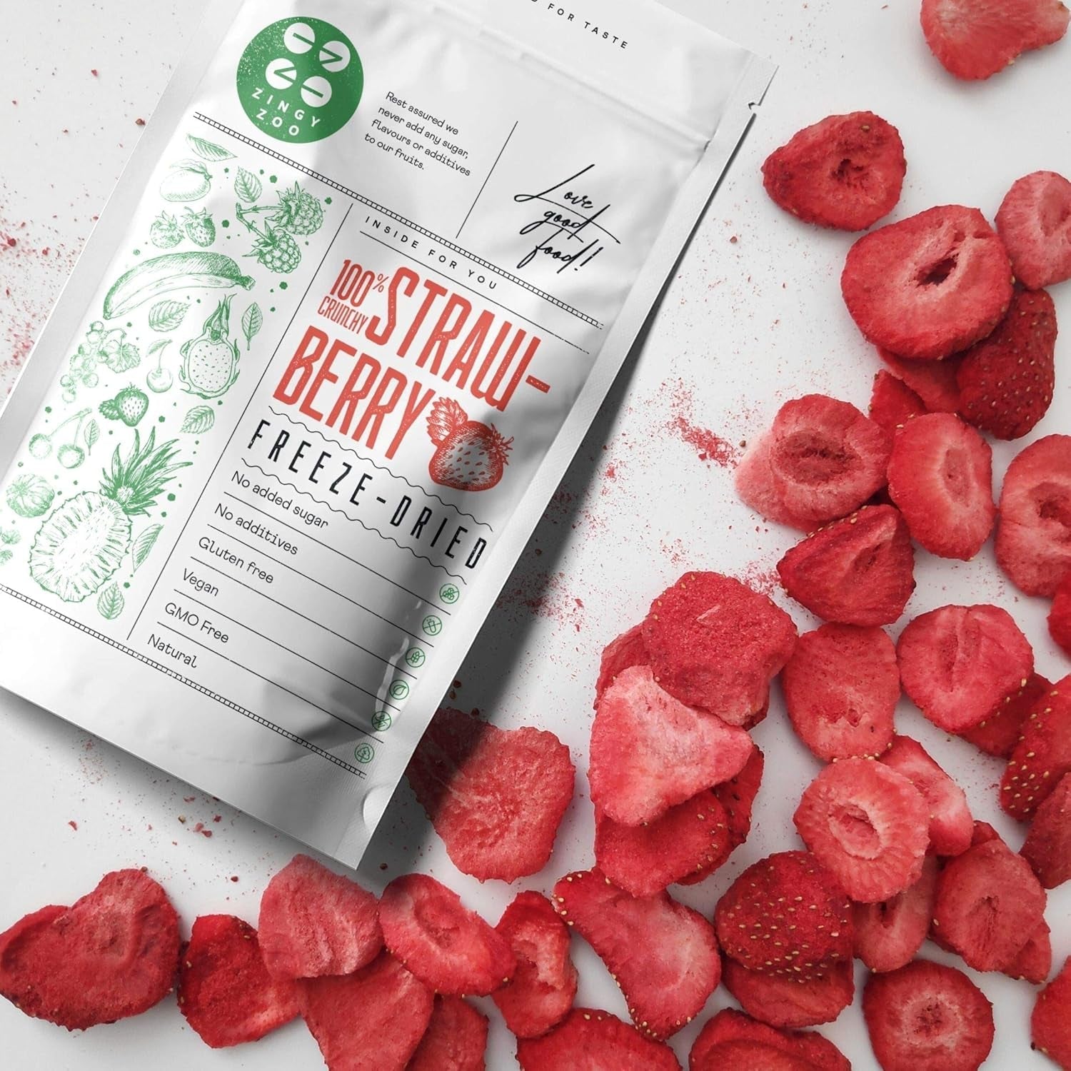 Gefriergetrocknete Erdbeeren | Gefriergetrocknete Früchte Gefriergetrocknet | Trockenfrüchte ohne Zucker Trockenfrüchte | Getrocknete Erdbeeren gefriergetrocknet | Gefriergetrocknete Früchte (90g) Dehydrierte Produkte Naty Shop