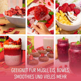 Bio-Gefriergetrocknete Erdbeeren: 70 g getrocknete Erdbeeren für Smoothie-Bowls, Müsli, Porridge-Toppings – gefriergetrocknete Beeren ohne Zuckerzusatz – gefriergetrocknete Erdbeeren – NutriPur-Früchte. Dehydrierte Produkte Naty Shop