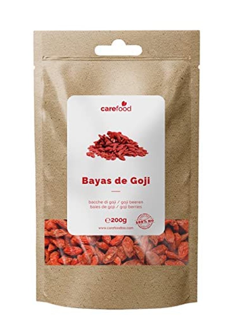 Carefood – Bio-Goji-Früchte – Superfood 100 % natürliche Trockenfrüchte – Bio-Snack ohne Zuckerzusatz und für Veganer geeignet – süßer Geschmack mit leichter Säure – 200 g Dehydrierte Produkte Naty Shop Standardtitel