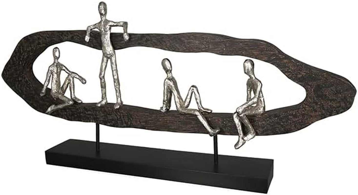 Casablanca modernes Design GILDE Deko Skulptur Figur - Best Friends - Hang Out Silber, Holz/Aluminium - Breite 75 cm Statuetten und Skulpturen Naty Shop
