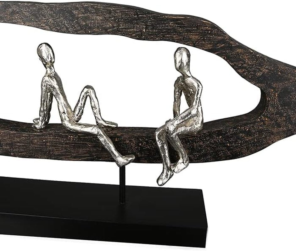 Casablanca modernes Design GILDE Deko Skulptur Figur - Best Friends - Hang Out Silber, Holz/Aluminium - Breite 75 cm Statuetten und Skulpturen Naty Shop