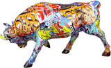 Casablanca dekorative Stier-Tierfigur - aus Kunstharz im Street-Art-Design - Farbe: mehrfarbig Höhe 27 cm Statuetten und Skulpturen Naty Shop