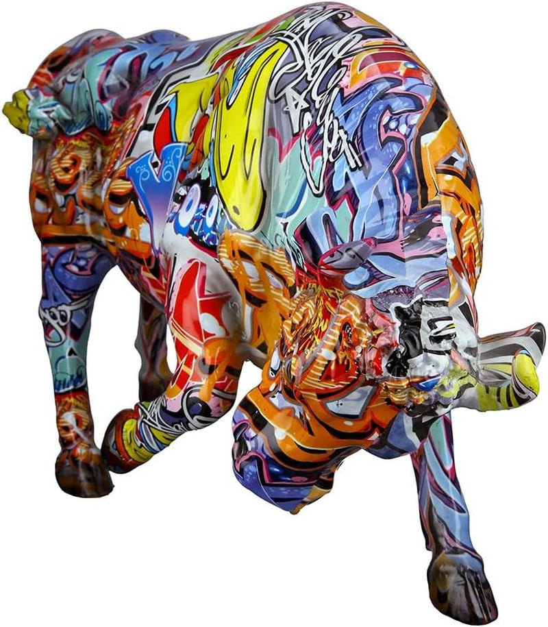 Casablanca dekorative Stier-Tierfigur - aus Kunstharz im Street-Art-Design - Farbe: mehrfarbig Höhe 27 cm Statuetten und Skulpturen Naty Shop