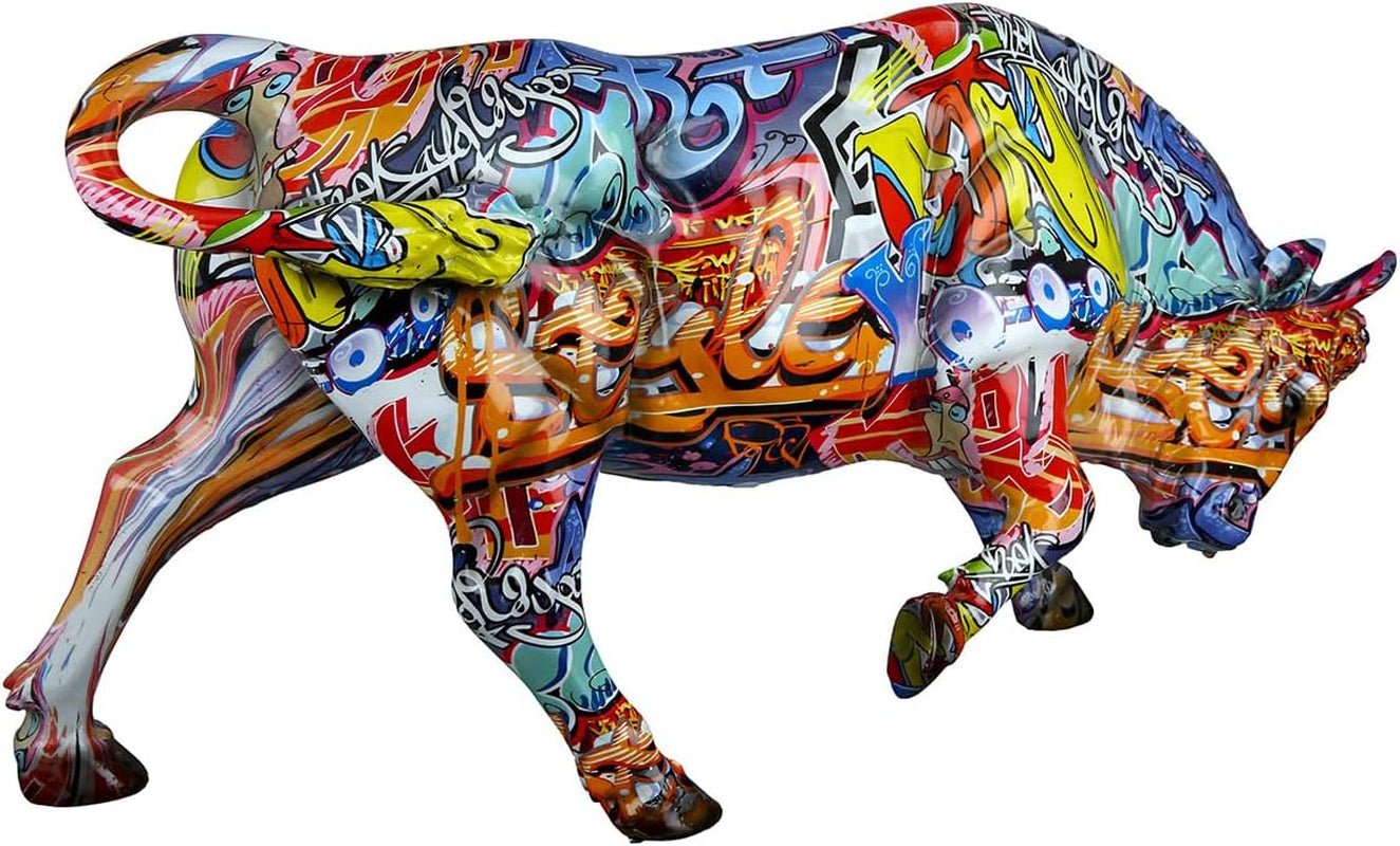 Casablanca dekorative Stier-Tierfigur - aus Kunstharz im Street-Art-Design - Farbe: mehrfarbig Höhe 27 cm Statuetten und Skulpturen Naty Shop Standardtitel
