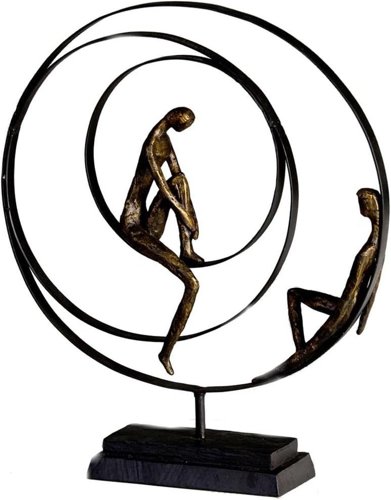 Dekorative Skulpturenfigur von Casablanca - Aus Kunstharz - Modell: Patience - Farben: Bronze Schwarz - Dekoratives Wohnzimmer - Höhe 41 cm Statuetten und Skulpturen Naty Shop Patience