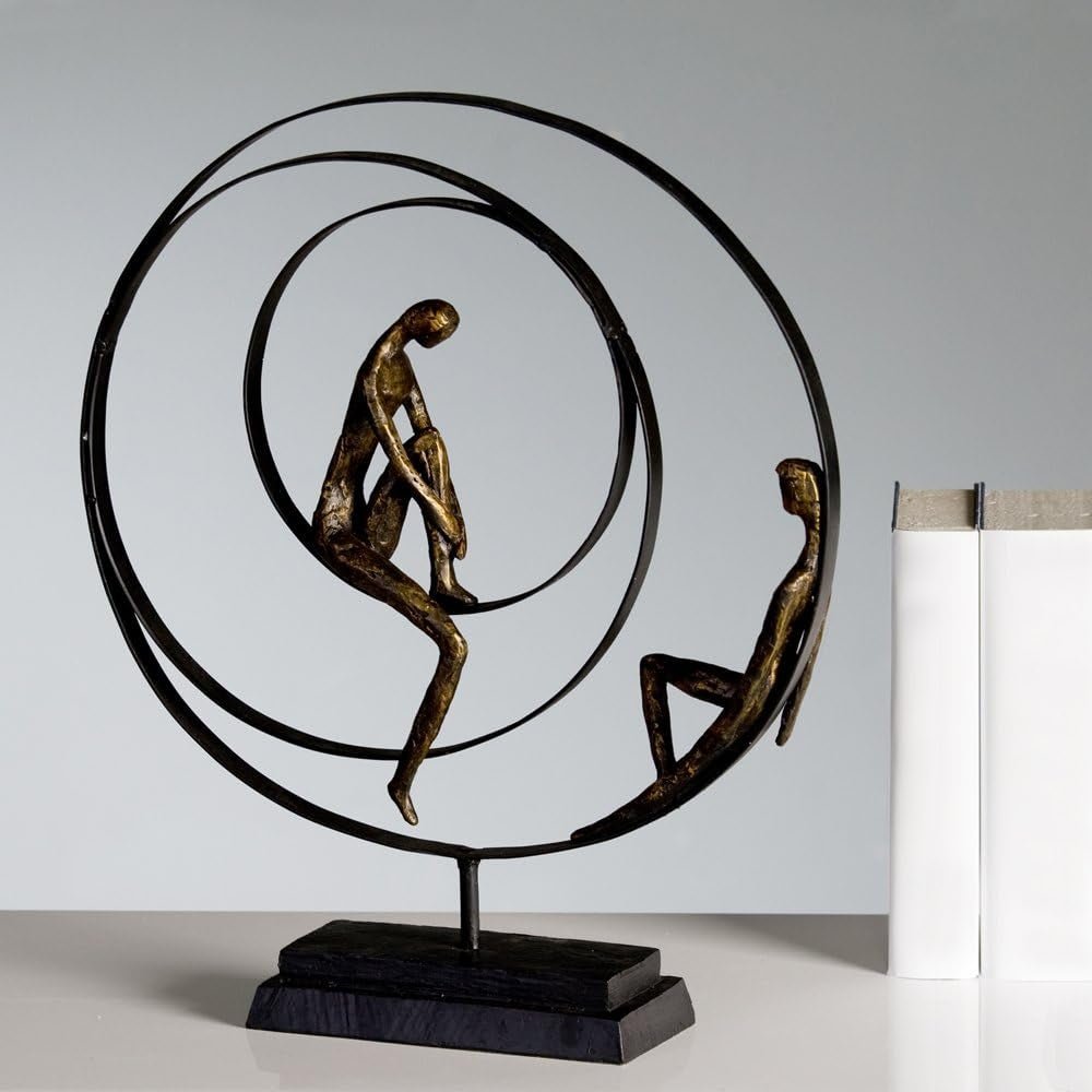 Dekorative Skulpturenfigur von Casablanca – Hergestellt aus Kunstharz – Modell: Patience – Farben: Schwarzbronze – Dekoratives Wohnzimmer – Höhe 41 cm Statuetten und Skulpturen Naty Shop