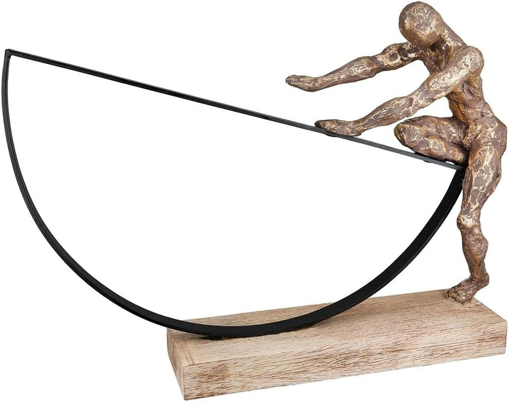 Casablanca große Dekoskulptur – runde Aluminium-Holzskulptur Farbe: Natursilber – Wohnzimmerdekoration Geburtstagsgeschenk Höhe 46 cm Statuetten und Skulpturen Naty Shop Bronze Höhe 29,5 cm