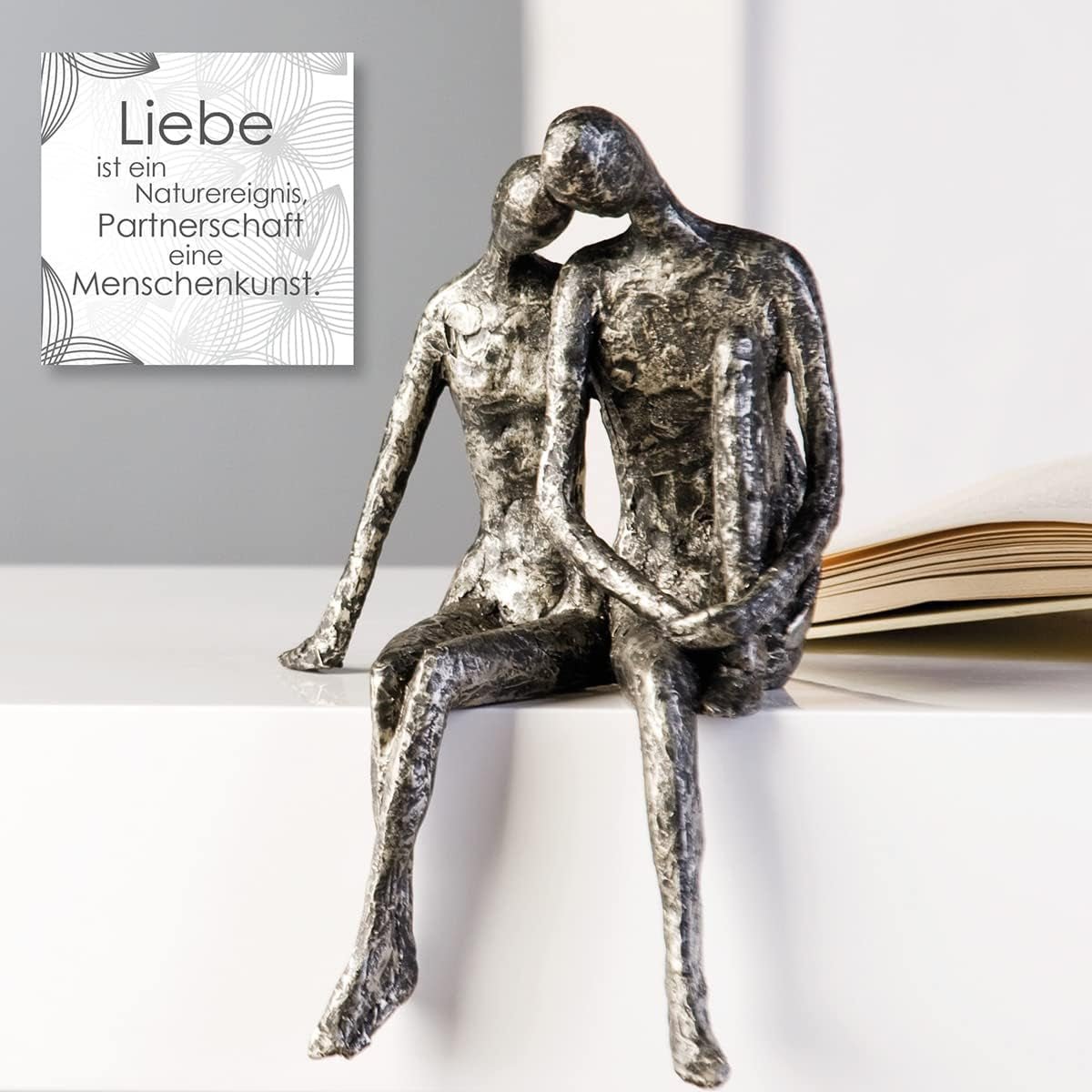 Casablanca Skulptur - Paar Dekofigur - Polyresin - Farbe: Antiksilber Höhe 25 cm Statuetten und Skulpturen Naty Shop