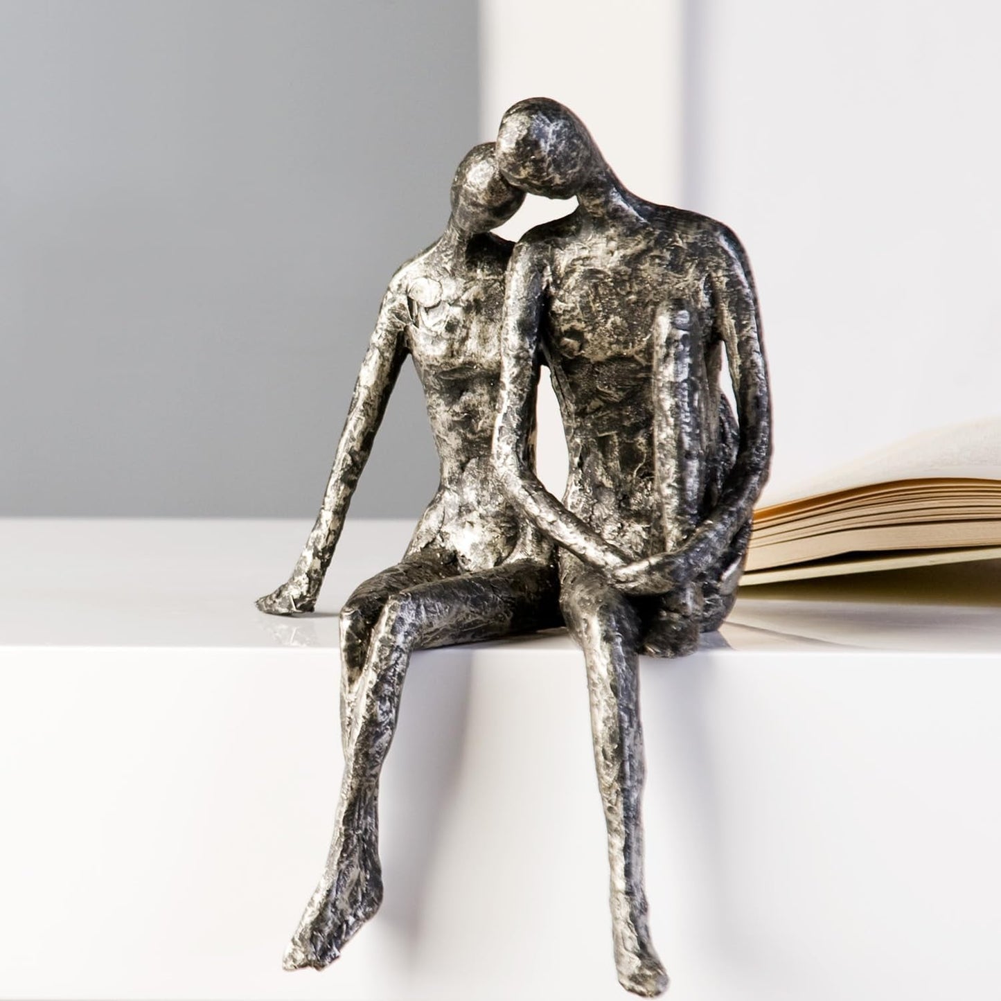 Casablanca Skulptur - Paar Dekofigur - Polyresin - Farbe: Antiksilber Höhe 25 cm Statuetten und Skulpturen Naty Shop